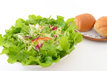 新鮮なサラダとパン