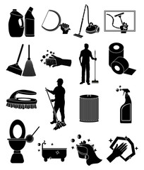 Cleaning icons set