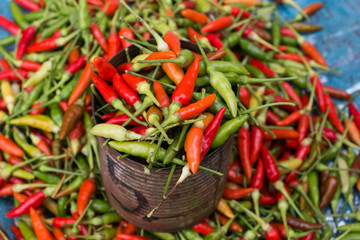 Red peppers on the market