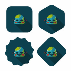 halloween zombie flat icon with long shadow,eps10