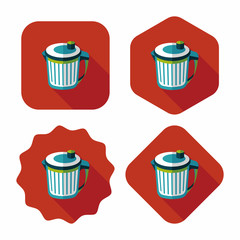 kitchenware garbage can flat icon with long shadow,eps10