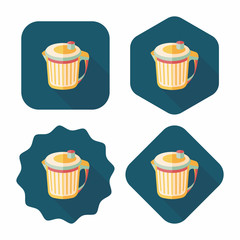 kitchenware garbage can flat icon with long shadow,eps10