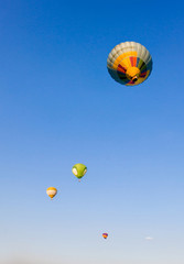 Fototapeta premium Hot air balloon on blue sky background