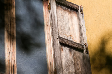 closeup opened wood window