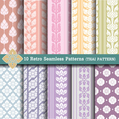 10 Retro Seamless Patterns.thai pattern