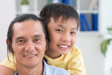 Fototapeta na wymiar Asian father and son