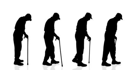 Vector silhouette  of old man.