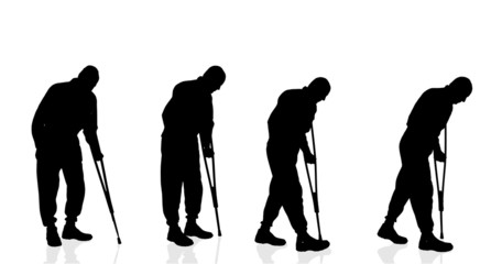 Vector silhouette  of old man.