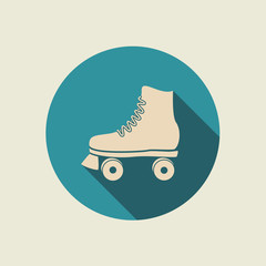 Retro roller skate icon. - 74572563
