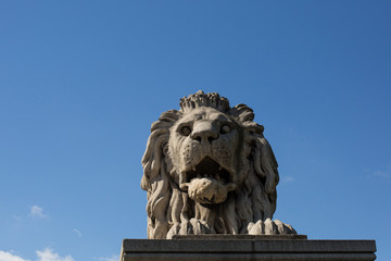 Lion statue on bridge, Budapest