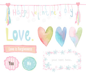 Fototapeta na wymiar Vector of love and valentine’s day elements in pastel color