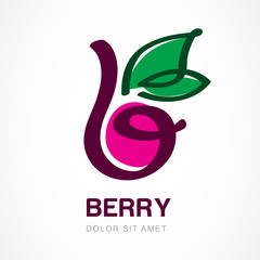 Hand drawn berry vector logo template. Abstract design concept f
