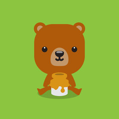 Cute Bear with Honey - Vector