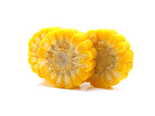 boiled corn on white background