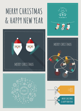 New Year and Christmas Greeting Cards and Banners