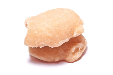 The palm sugar or Jaggery on white background