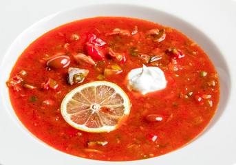Red soup with beans