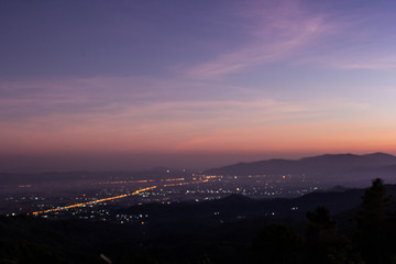 Twilight time at Doi tung,chiangrai Thailand