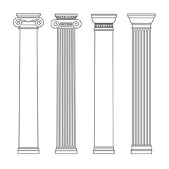isolated vector set of columns. line drawing. - obrazy, fototapety, plakaty