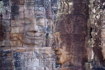 Ancient stone face of Bayon temple