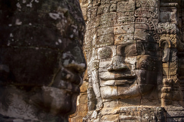 Fototapeta na wymiar Ancient stone face of Bayon temple