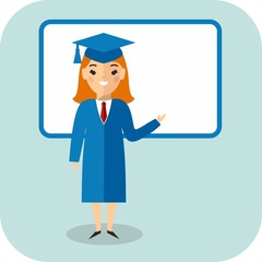Learning  concept with graduation  near blackboard