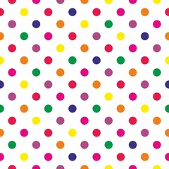 Seamless vector pattern with tile polka dots on white background