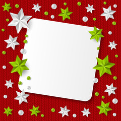 Paper card on knitted background