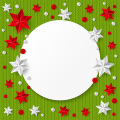 Paper card on knitted background