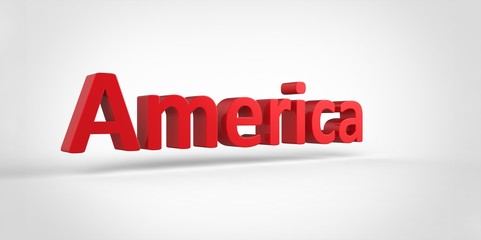 3D red America Word Text on white background