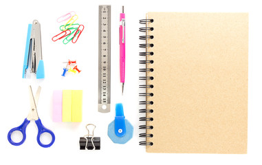 Top view of stationery objects