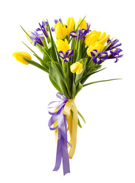 Iris and tulip flower arrangment