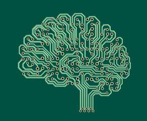 Electronic brain, illustration with a work path - 74586540