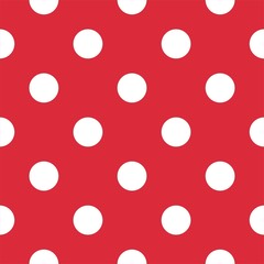 Tile vector pattern seamless white big dots red background