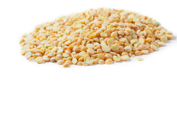 Buckwheat isolated with a wooden spoon on white background