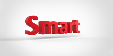 Smart 3D red text Illustration word Render