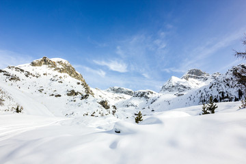 Fototapeta na wymiar Panorama di montagna con neve