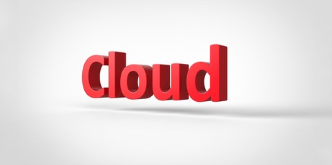 Cloud 3D red text Illustration word Render