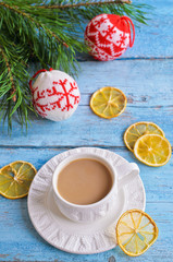 White Cup of hot drink brown color