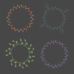 Hand-drawn branches wreaths set