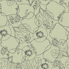 Seamless pattern with contour vegetables