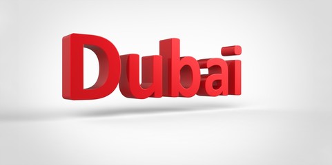 Dubai 3D text Illustration of City Name