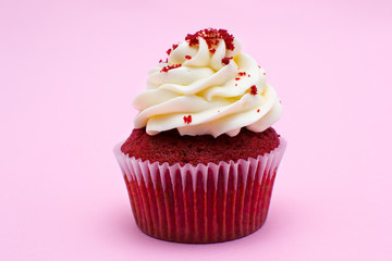Cupcake on pink background