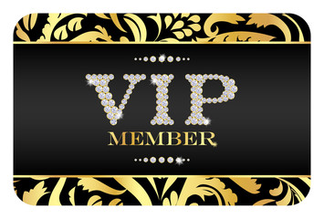 VIP member card with golden floral pattern. © LiliWhite