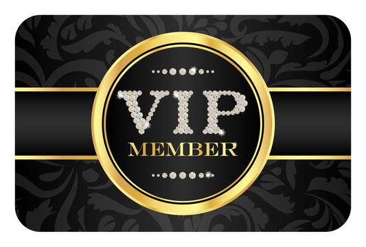 VIP member badge on black card with floral pattern