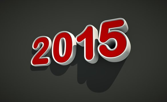 3D New year 2015 logo on black background