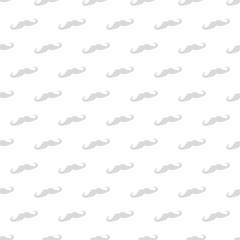 Tile vector pattern with grey mustache on white background