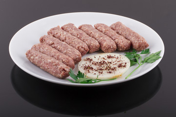 Raw Meatball serving on a plate