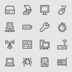 Computer components web icons set