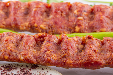 Raw Turkish Traditional Sish Meat Kebab For Cook